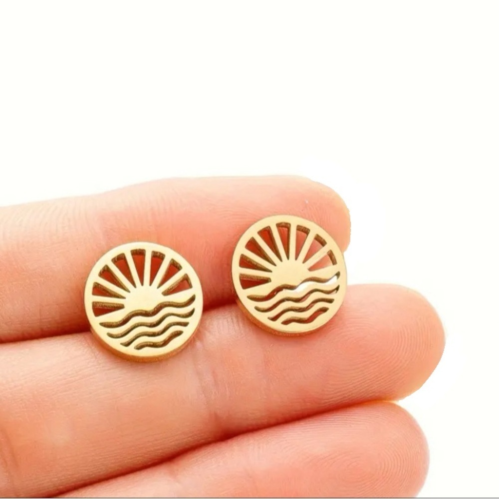 BOGO! Sunset Sunrise dainty stud earrings in Gold color - Boutique NEW